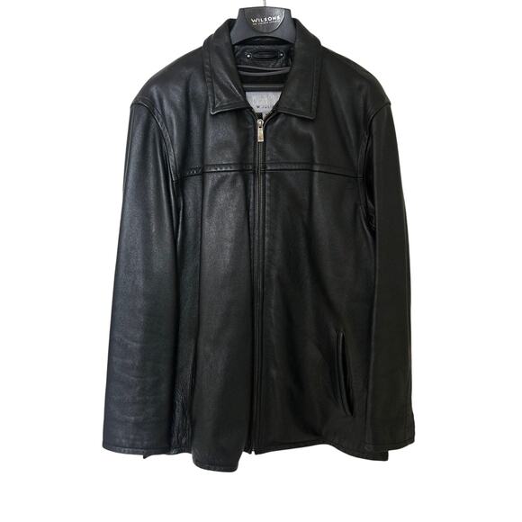 Wilson's Leather M. Julian Zip Up Black Leather Jacket Lined - Picture 1 of 11